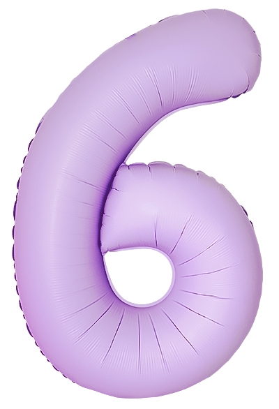 Шар Цифра "6" Slim Лаванда, Матовый / Lavanda (в упаковке)  