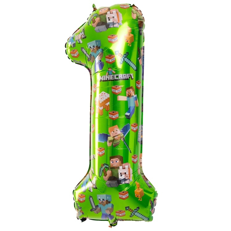 Шар Цифра "1" Пиксельные Человечки (в упаковке)  