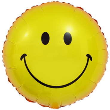 Шар Круг, Смайл, Желтый (в упаковке)