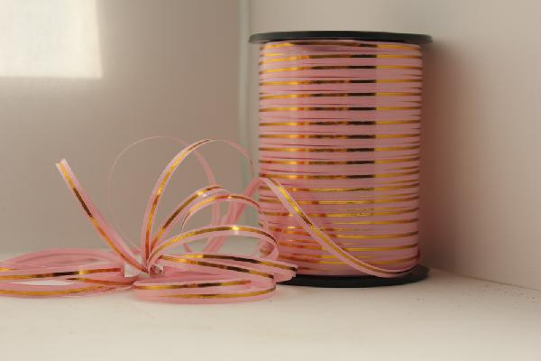 Лента с золотой полосой Розовая